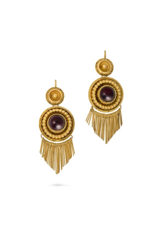 Pair of Gold Garnet Earrings