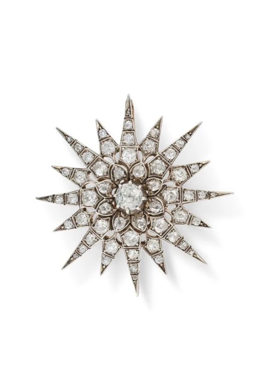Gold and Silver Diamond Brooch
