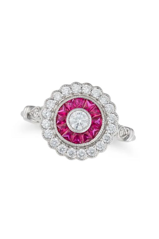 18k Gold Diamond and Ruby Ring