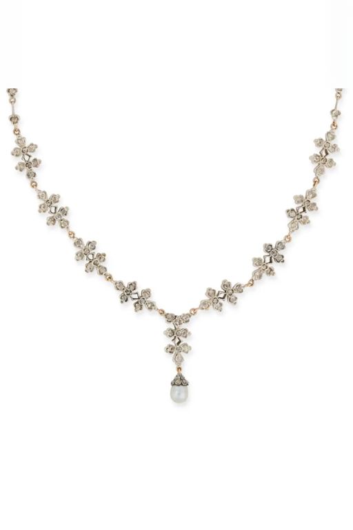 Pearl and Diamond Pendant Necklace