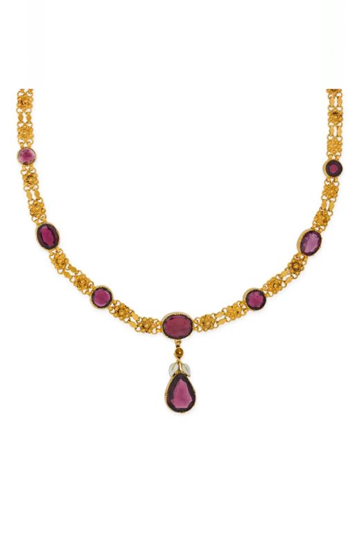 Gold Garnet Pendant Necklace