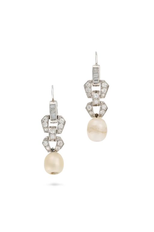 Pair of Pearl and Diamond Earrings