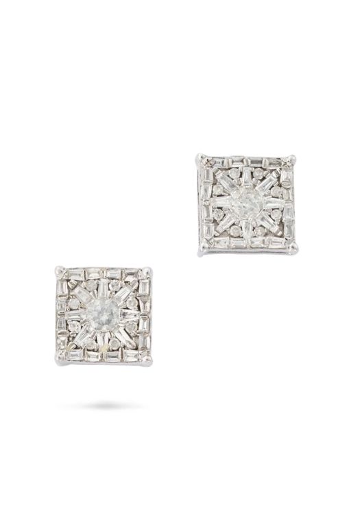 Pair of 14k Gold Diamond Earrings