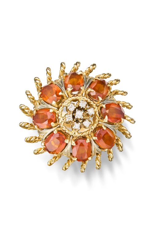 18k Gold Citrine and Diamond Ring