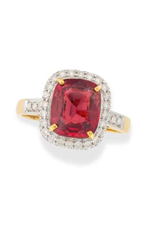 18k Gold Spinel and Diamond Ring