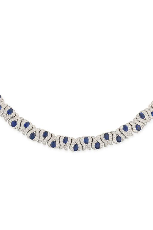 18k Gold Sapphire and Diamond Necklace