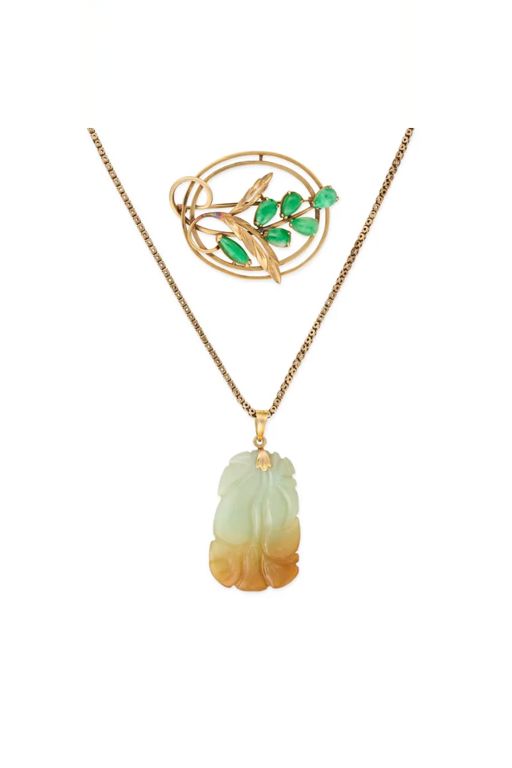 Jadeite Brooch and Pendant Necklace