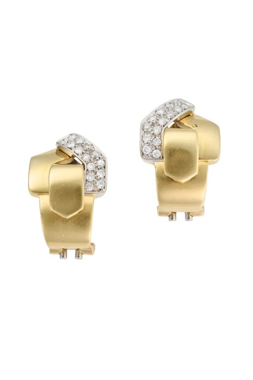 Pair of 18k Gold Diamond Earrings