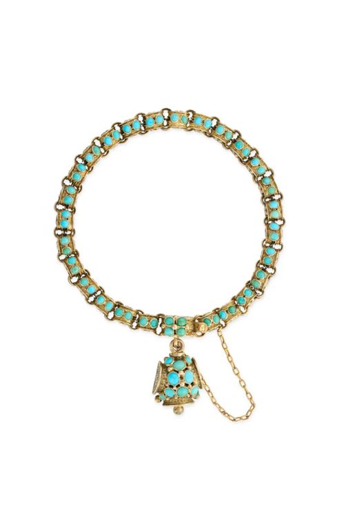 Yellow Gold Turquoise Bracelet