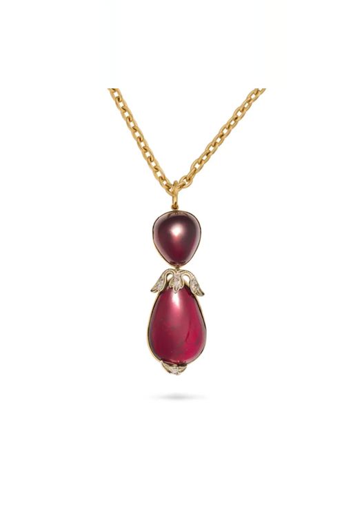 Garnet and Diamond Pendant Necklace