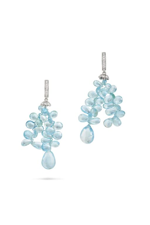 18k Gold Aquamarine and Diamond Earrings