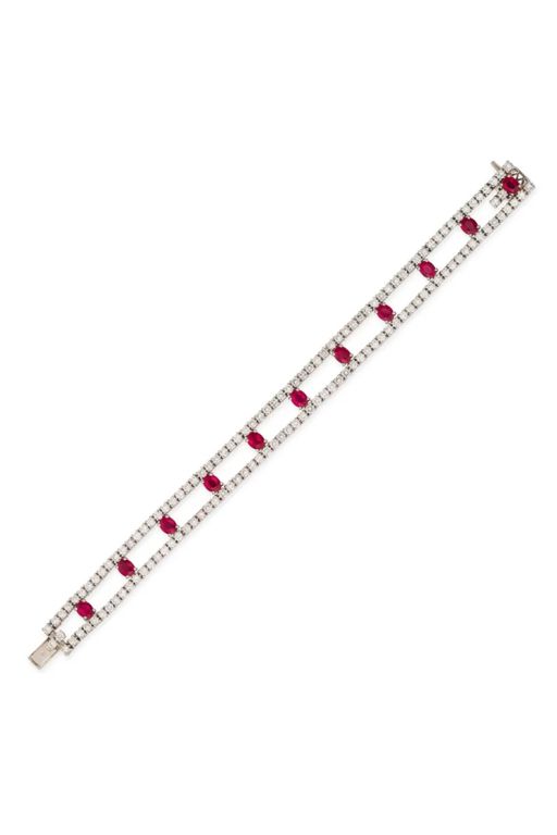 Platinum Ruby and Diamond Bracelet