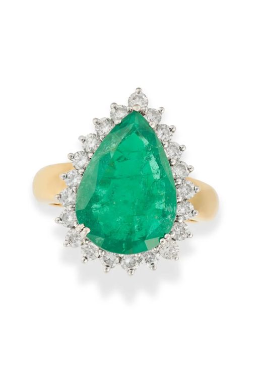 18k Gold Emerald and Diamond Ring