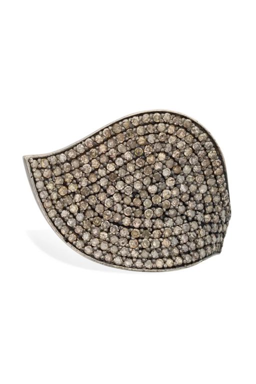 18k Gold and Silver Diamond Ring