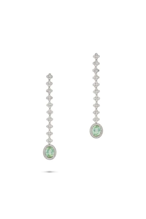 Pair of 18k Gold Tourmaline and Diamond Earrings