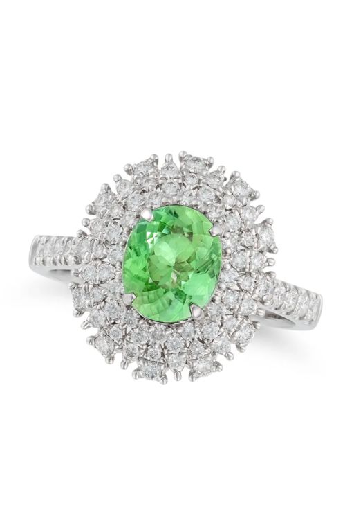 18k Gold Tourmaline and Diamond Ring