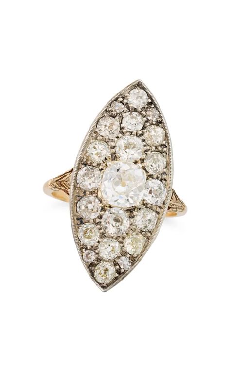 18k Gold and Silver Diamond Ring