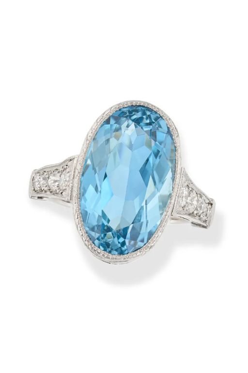 Aquamarine and Diamond Ring