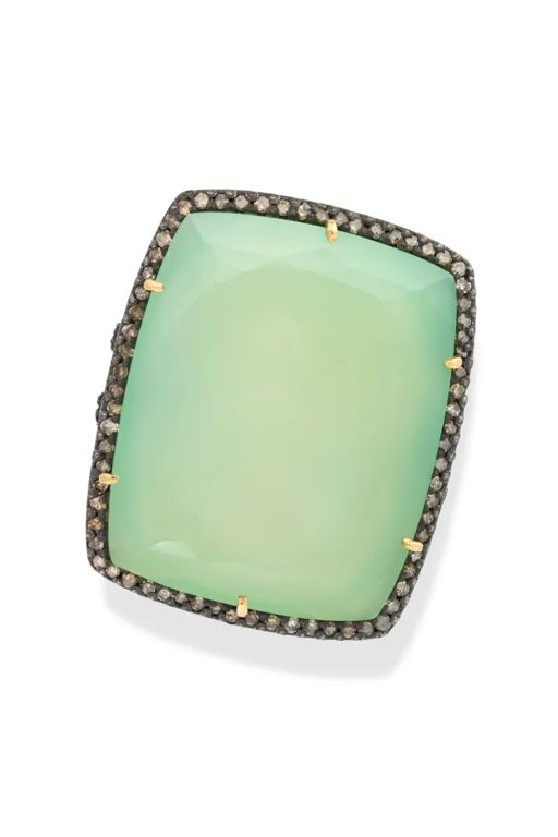 18k Gold Chalcedony and Diamond Ring