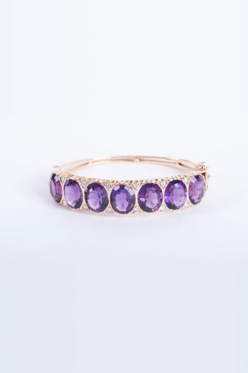 14k Gold Amethyst and Diamond Bracelet
