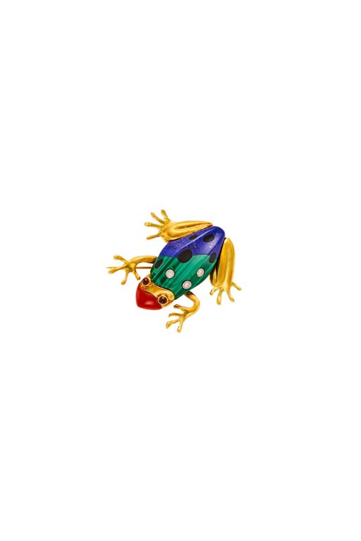 18k Gold Multi-Gem Brooch