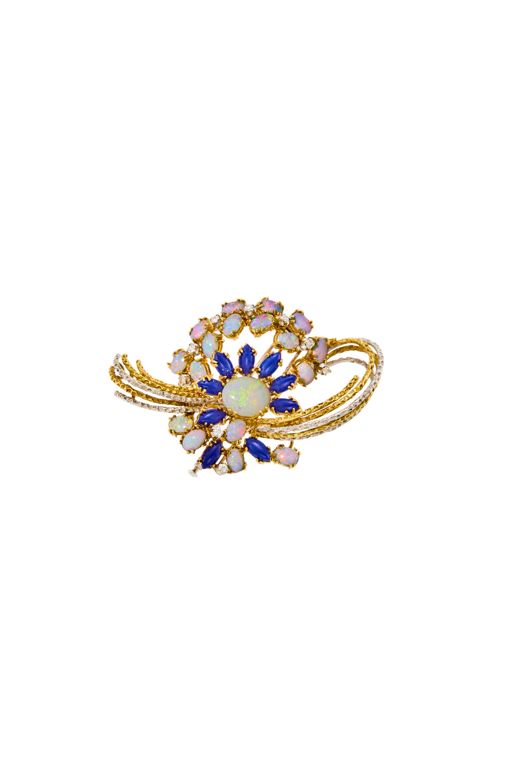 18k Gold Multi-Gem Brooch