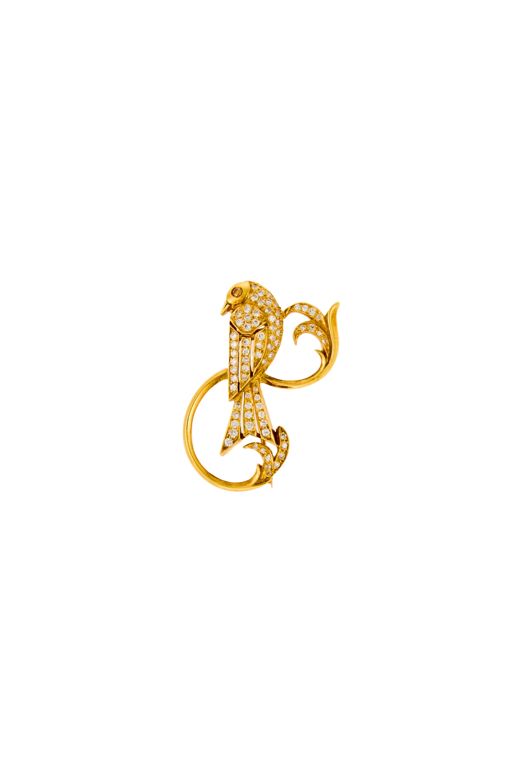 18k Gold Diamond Pendant Brooch