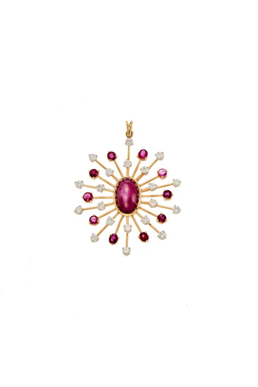 14k Gold Ruby and Diamond Pendant