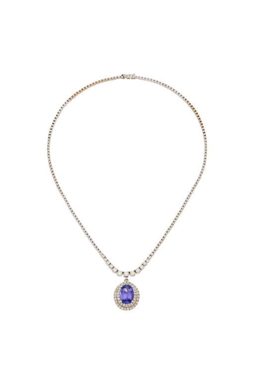 Gold Tanzanite and Diamond Pendant Necklace