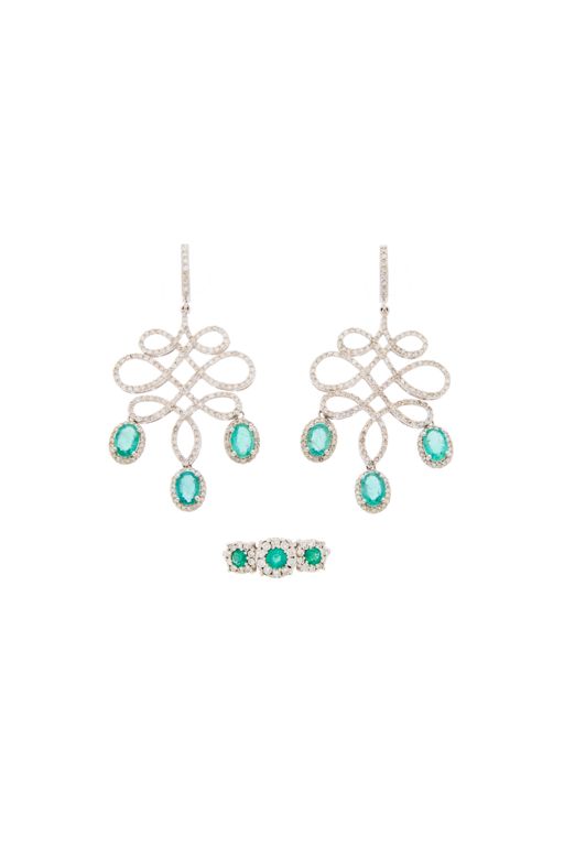 14k Gold Multi-Gem Earrings and Ring
