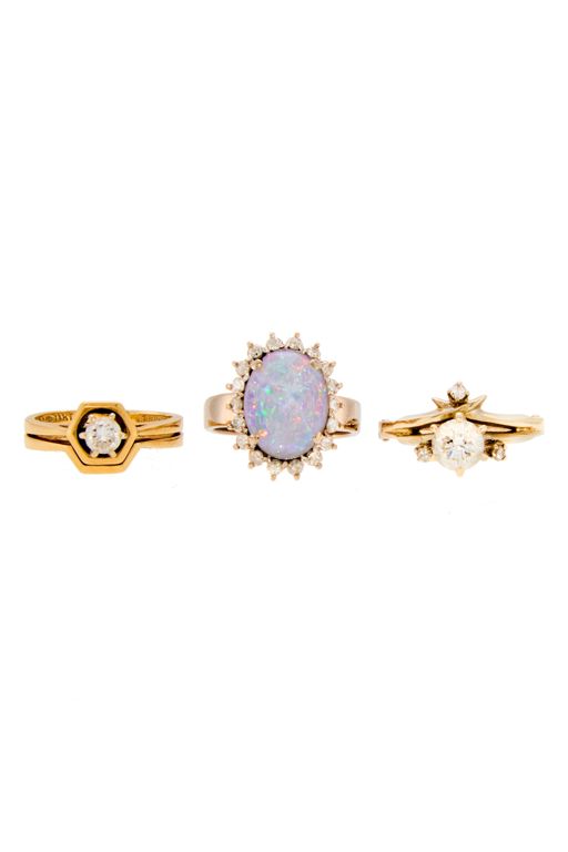 14k Gold Opal and Diamond Rings