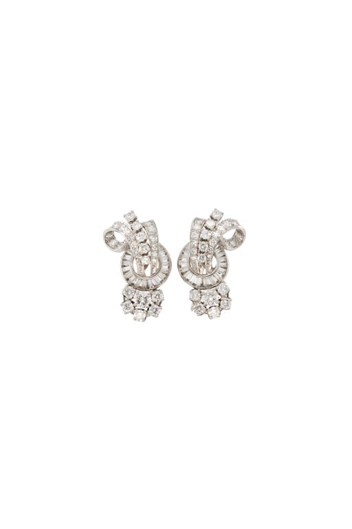 Pair of Platinum Diamond Earrings