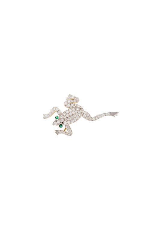 Platinum, 18k Gold Diamond and Garnet Brooch