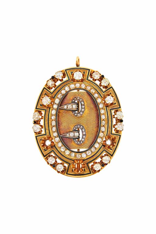 Platinum and Gold Diamond Pendant Brooch