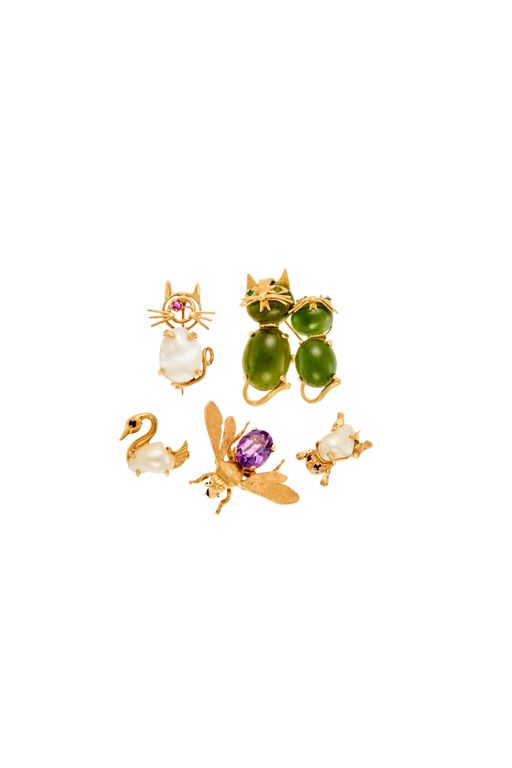 14k Gold Multi-Gem Brooches