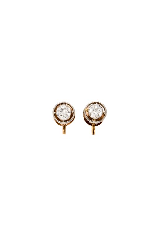 Pair of Platinum and 14k Gold Diamond Earrings