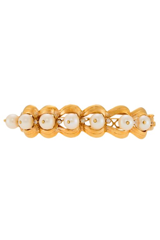 14k Gold Pearl and Diamond Bracelet