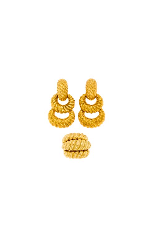 Gold Earrings and Ring