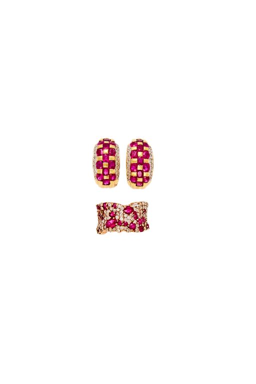 14k Gold Ruby and Diamond Jewelry Set