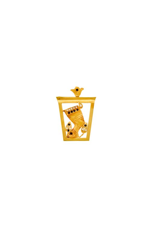 18k Gold Simulated Diamond and Sapphire Pendant