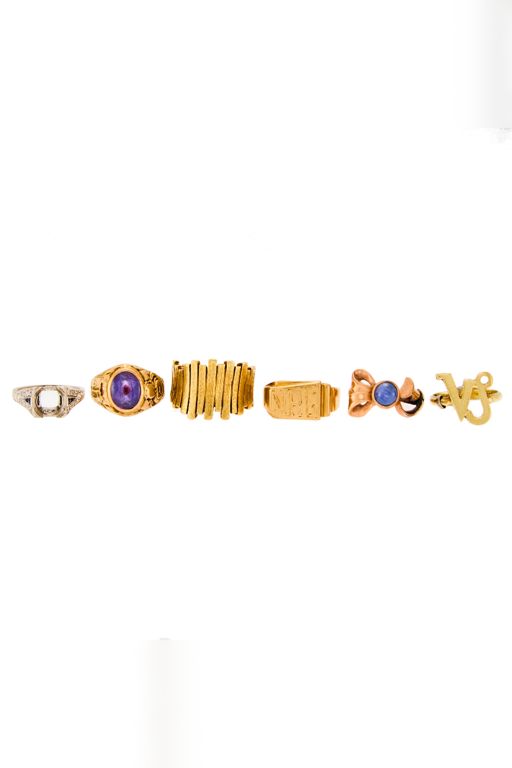 Six Gold and Platinum Sapphire and Diamond Rings
