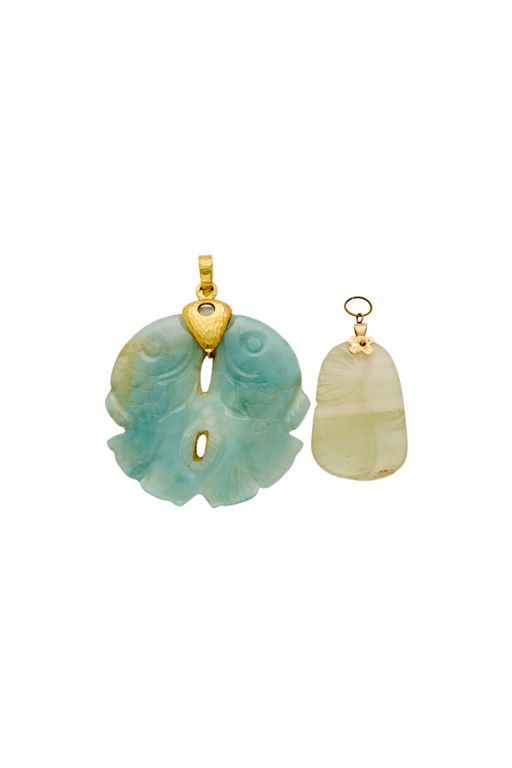 Two Gold Jade Pendants
