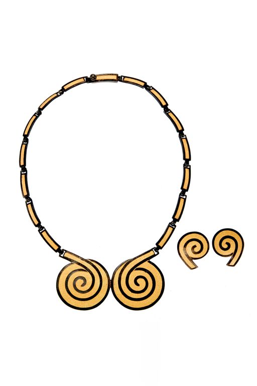 Silver and Enamel Necklace and Earrings