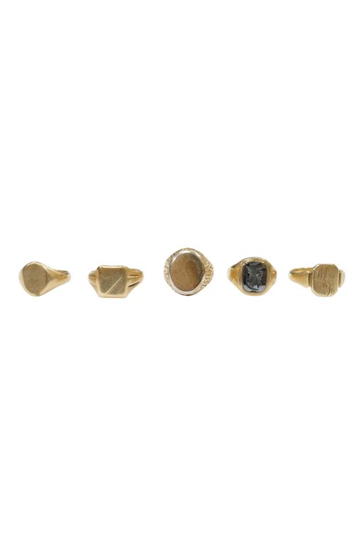 Five 9k Gold Hematite Rings