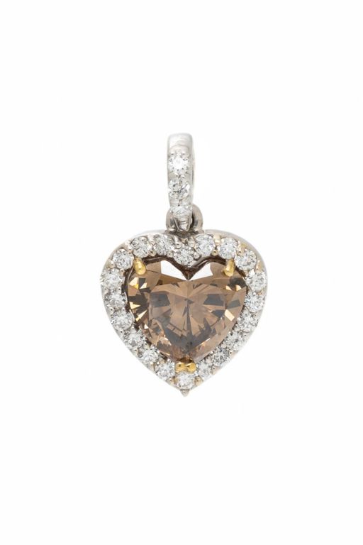 18k White and Yellow Gold Diamond Heart Pendant