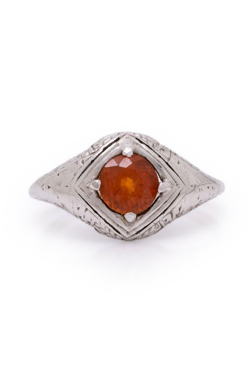 White Gold Spessartine Garnet Ring