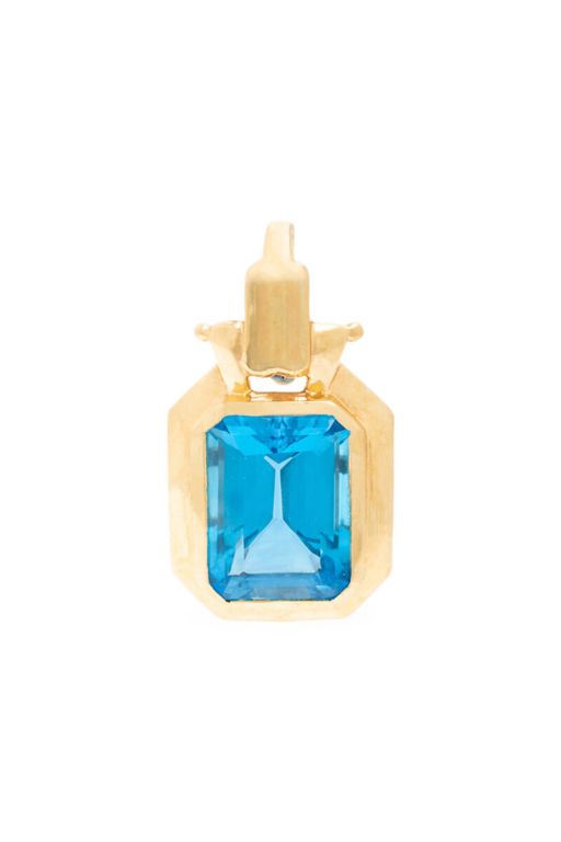 14k Yellow Gold Blue Topaz Pendant