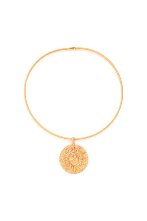 14k and 18k Yellow Gold Sun Pendant Necklace