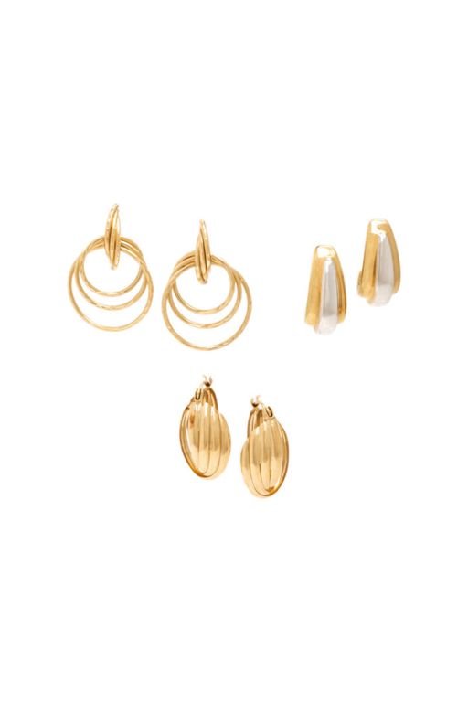 Three Pairs of 14k Yellow Gold Earrings