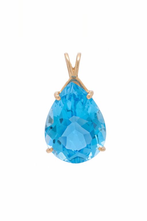 14k Yellow Gold Blue Topaz Pendant